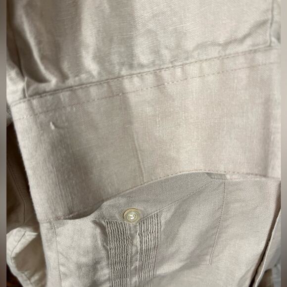 Vtg D'Accord Men's Button Down Shirt 100% Linen Long Sleeve Tan XL - Picture 4 of 6